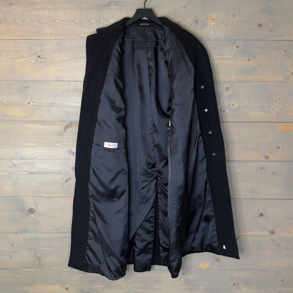 Vintage Jacob Siegel Black Wool Flannel Long Black Coat Sz Missy 12 - Picture 3 of 6